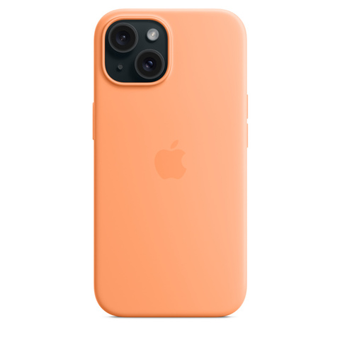 Чехол Apple iPhone 15 Silicone Case MagSafe Orange Sorbet силиконовый цвета апельсинового сорбета