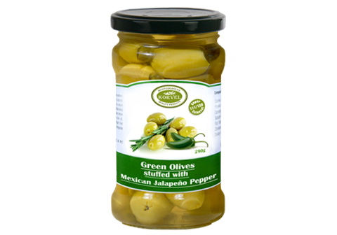 Оливки фаршированные перцем Халапеньо Korvel, 290г