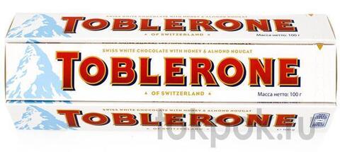 Шоколад белый с медово-миндальной нугой Toblerone, 100 гр