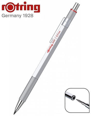 Карандаш механический Rotring 600 Matte Silver, 2,0 mm (1911703)