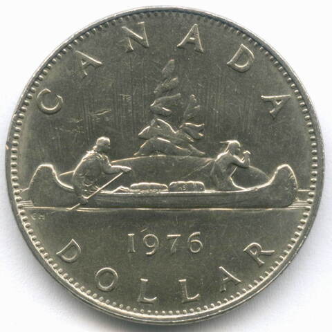 1 доллар 1976 год. Канада. Регулярный выпуск. Никель XF-AU