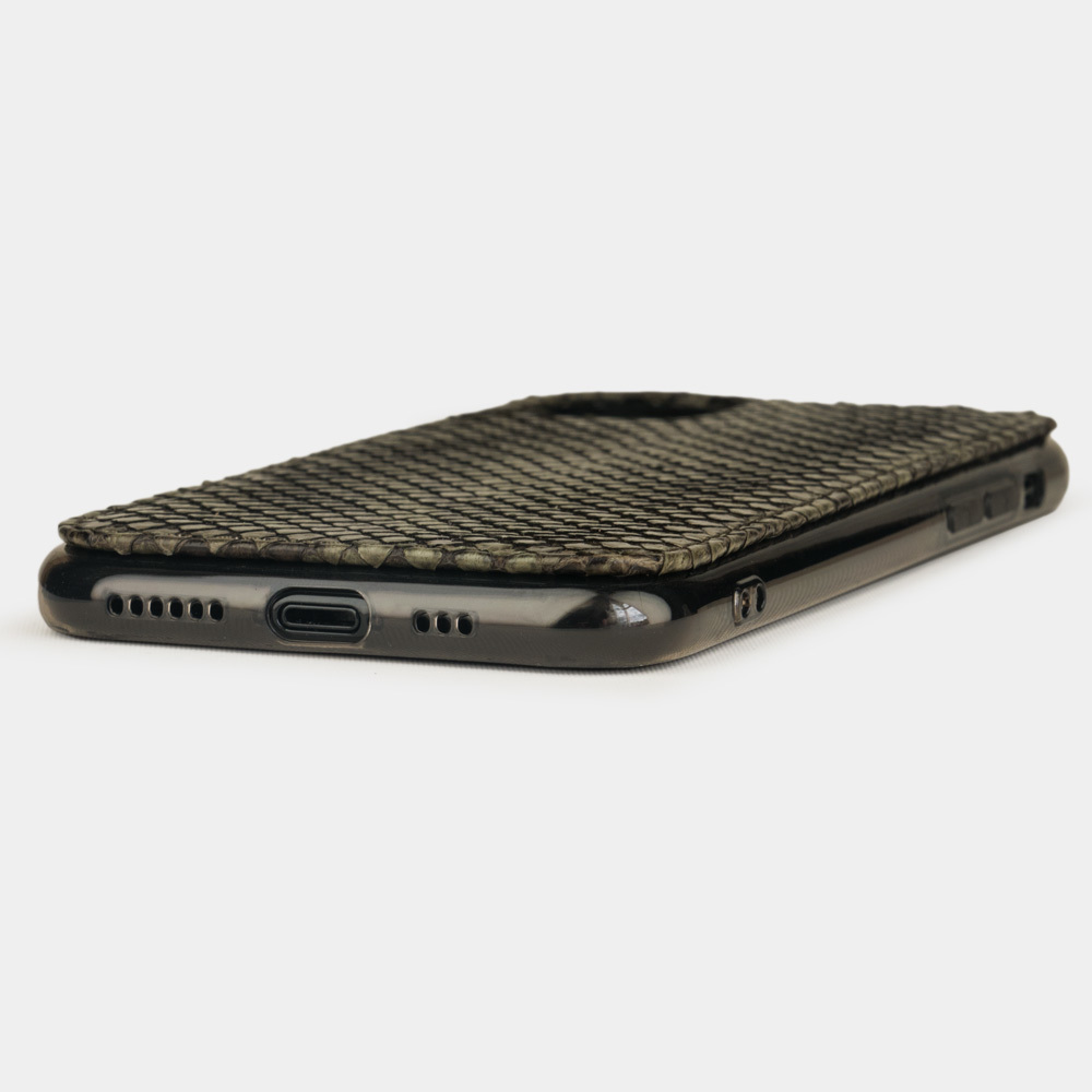 Чехол-накладка для iPhone 11 Pro из натуральной кожи питона, зеленого цвета
