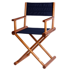 Folding director’s chair, teak – navy blue, Marine Business