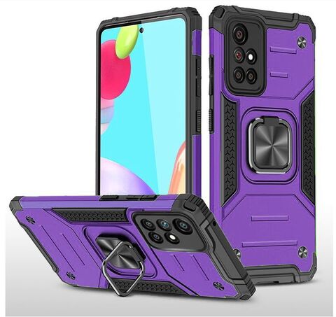 Противоударный чехол для Samsung Galaxy M31s M317 фиолетовый с пластиной для магнитного автодержателя и кольцом подставкой / чехол для Самсунг Галакси М31с