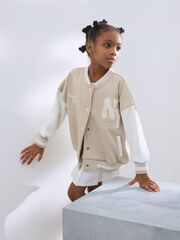 Бомбер для девочки Next AT9-148, Бежевый, Белый