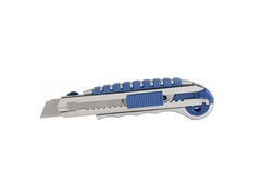 Нож технический КОБАЛЬТ лезвие 18 мм (6 шт. в комплекте), металлический корпус, автостоп, доп. фикс