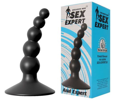 Чёрный фигурный изогнутый анальный стимулятор - 8,5 см. - Sex Expert Sex Expert SEM-55045