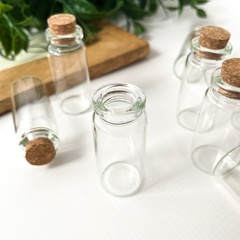 Баночки-бутылочки для хранения с пробкой, прозрачные, 14 мл, 6*2,2*2,2 см, набор 10 шт.