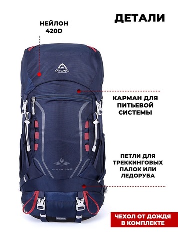Картинка рюкзак туристический Ai One 8109s navy blue - 4