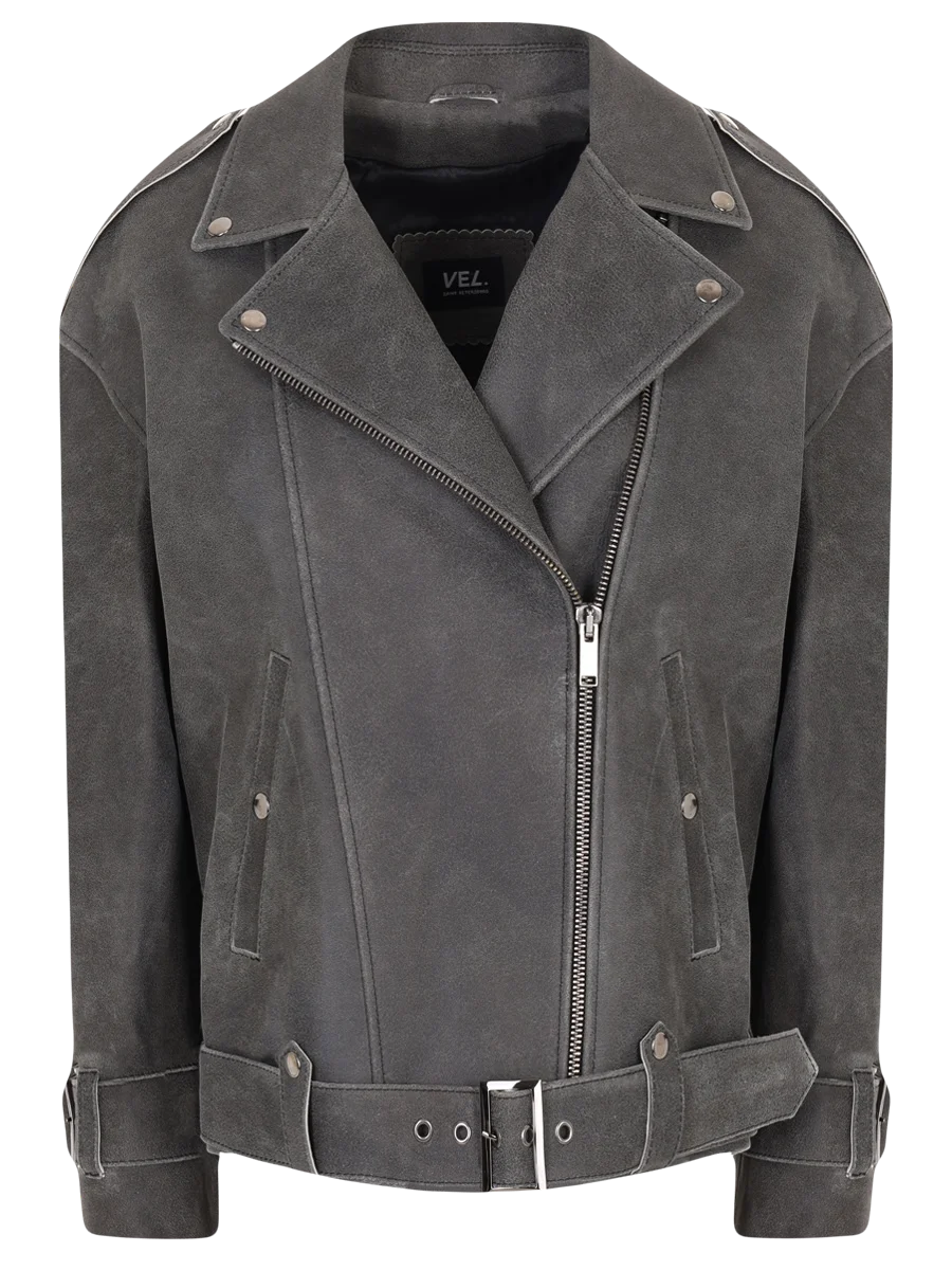 Косуха Oversize Vintage с ремешками, Серый