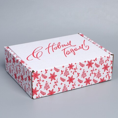 Коробка сборная одиночная Прямоугольник, «С Новым годом», 27*21*9 см