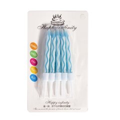 Набор свечей для торта Alingar, 7,5 см, 10 шт., с подставками. "Неон", голубой