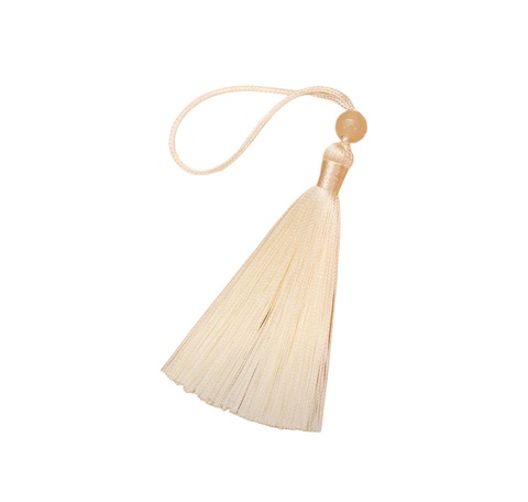 Декоративная кисточка , с бусиной , 8см (размер до подвеса), цвет сливочный