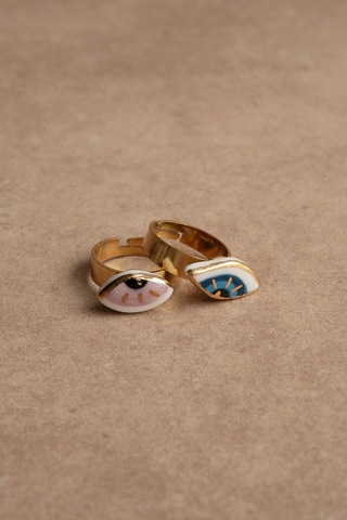 Кольцо с фарфоровым амулетом, глаз