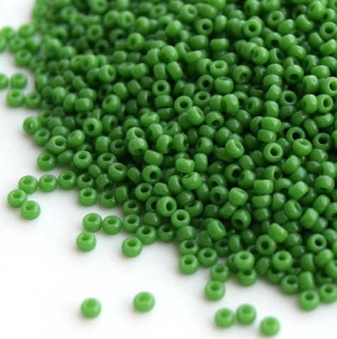 RR-0411 Бисер круглый Миюки 11/0 Зеленый непрозрачный /Miyuki round 11/0 Opaque green