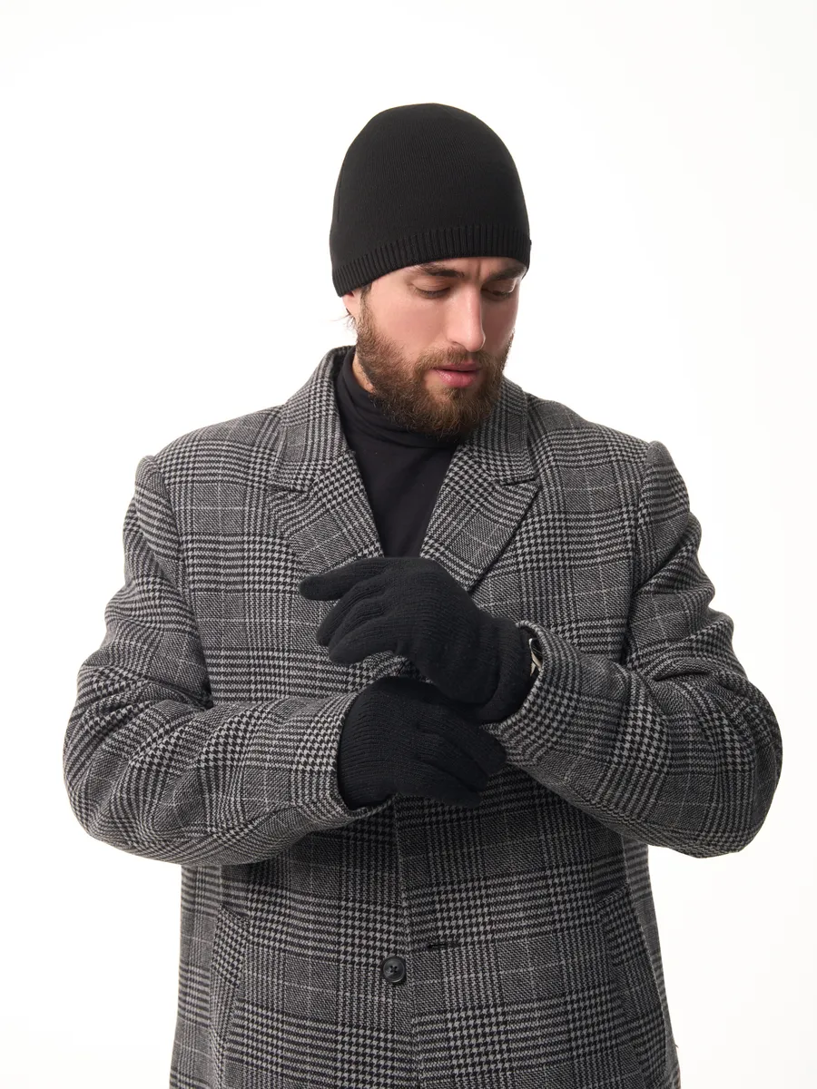 Шапка зимняя на флисе вязаная осень