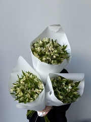 Охапка альстромерии в белом оттенке 10 шт