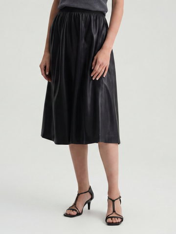 Юбка миди расклешенная из экокожи 