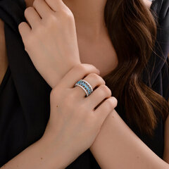 Кольцо-дорожка из серебра с фианитами цвет топаз в огранке маркиз