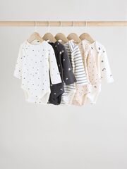 Боди с длинным рукавом для малышей Next E57-301, 5 шт., Белый, Темно-серый, Молочный