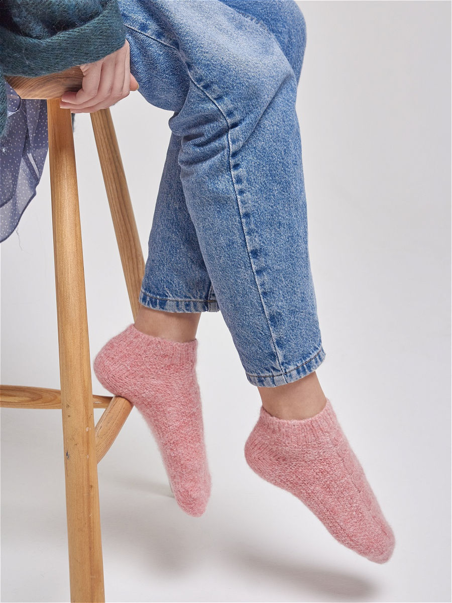 Теплые и мягкие носочки из ангоры и мериноса 100% шерсть розовые