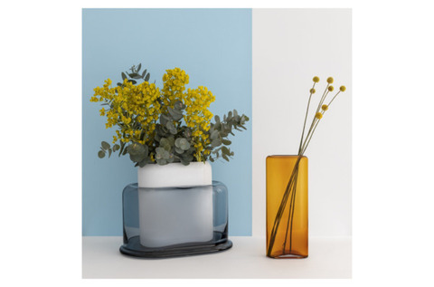 Ваза Nude Glass Слои 27.6см голубая