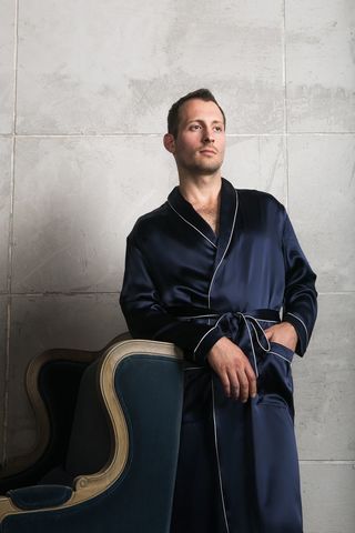 Халат шелковый мужской Luxe Dream Brilliant Blue