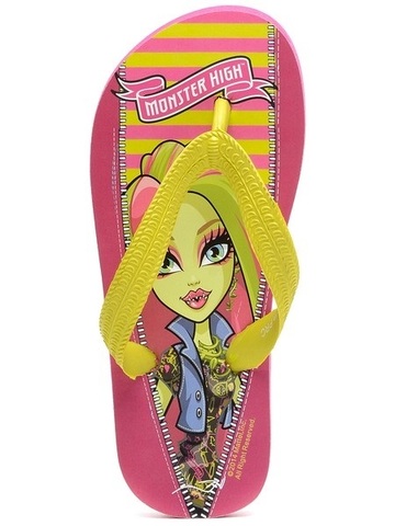 Шлепанцы Монстер Хай (Monster High) пляжные сланцы для девочек, цвет розовый желтый. Изображение 8 из 8.