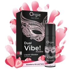 Съедобный жидкий вибратор Dual Vibe! со вкусом клубничного джина с тоником - 15 мл. - 