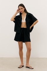 Шорты из 100% льна, черные