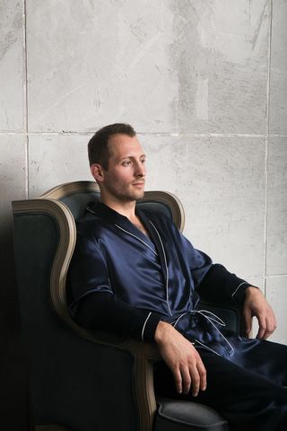 Халат шелковый мужской Luxe Dream Brilliant Blue