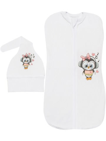 Пеленка-кокон "Пингвиночка" с шапочкой