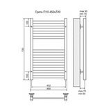 Полотенцесушитель электрический Terminus Грета П10 450x720, ТЭН HT-1 300W, левый/правый