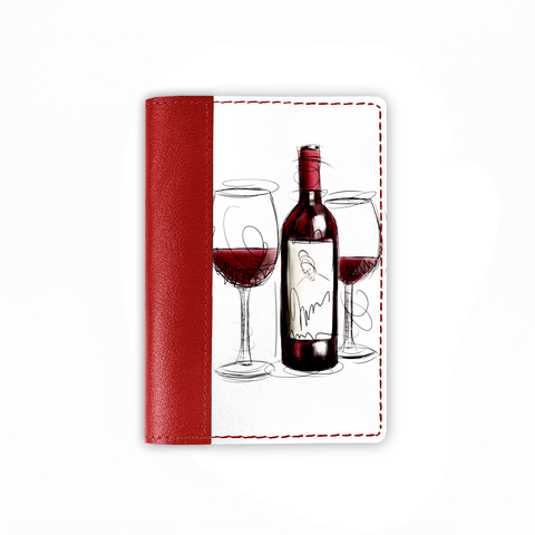 Обложка на паспорт комбинированная "Вино", красная