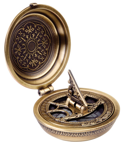 Солнечные часы с компасом 8.4x2.8см Hemisferium Urania Propitia бронза