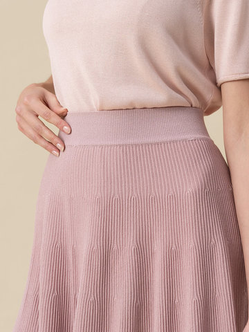 Женская юбка-миди светло-розового цвета с поясом на резинке - фото 5