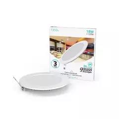 Св-к Gauss LED Slim круг 18W 1350lm 4000K 180-265V IP20 монтаж D210 225*22 939111218