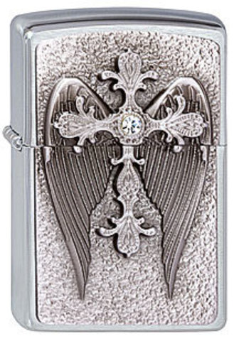 Зажигалка Zippo с эмблемой, латунь/сталь, серебристая, 36х12х56 мм (200 Cross w/Wings Emblem) | Wenger-Victorinox.Ru