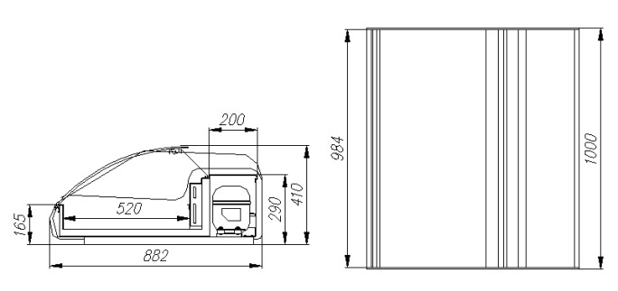 Витрина для ингредиентов POLUS A89 SM 1,0-1 (ВХС-1,0 Арго XL ТЕХНО)