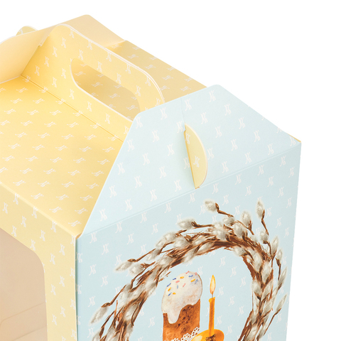 Коробка для кулича с окном (загрузка спереди), 