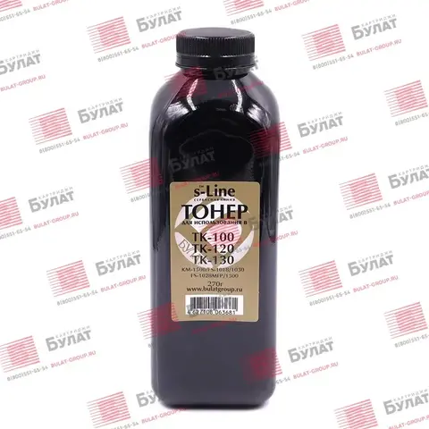 Тонер БУЛАТ s-Line TK-100, TK-120, TK-130 для Kyocera FS-1028MFP (Чёрный, банка 270 г)