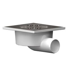 Трап ПП (полипропилен) Дн 50, горловина-нержавеющая сталь, 150х150 горизонтальный выпуск