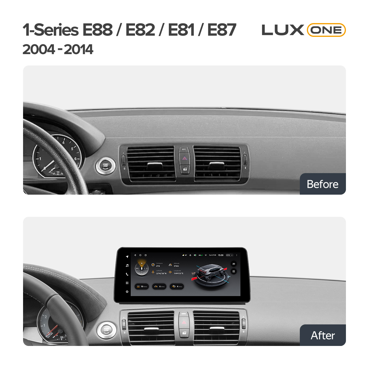 Магнитола BMW 1-серия E87, E81, E82 2004-2011 (врезка по шаблону) - Teyes  LUX ONE монитор 12.3