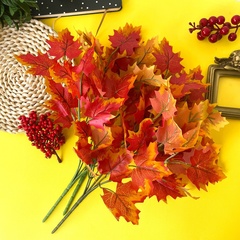 Клён осенний, зелень искусственная, декоративный букет 29 см., набор 3 букета