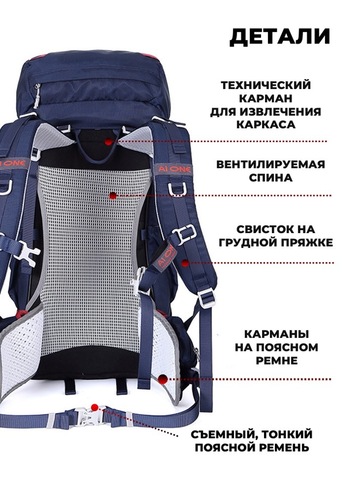 Картинка рюкзак туристический Ai One 8109s navy blue - 5