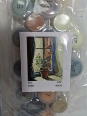 Картина о номерам на холсте "Цветок в горшке" 40х50