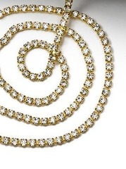 Цепь со стразами, ss 8, ш. 2,4 мм, серебро в золотой оправе