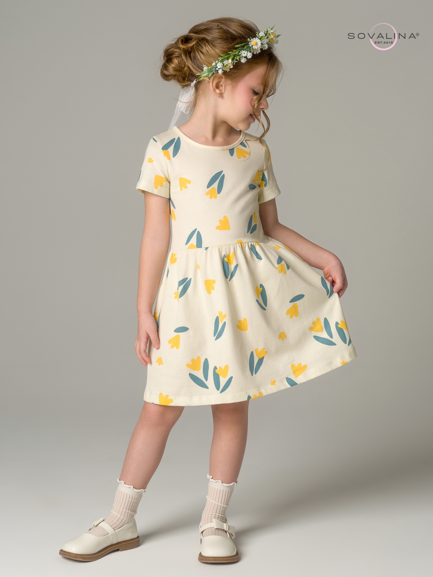 Платье Лето желтые тюльпаны