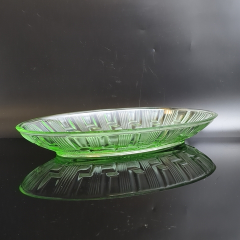Блюдо селедочница, для сервировки цветное зеленое стекло времён СССР 1970-1990 гг
