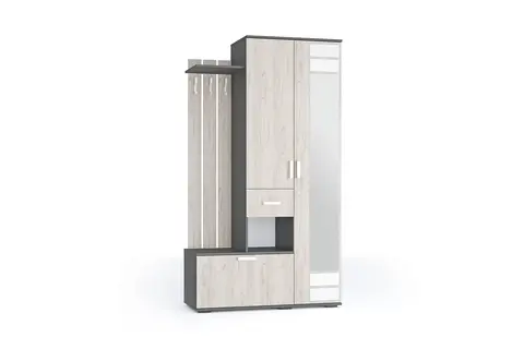 Прихожая Лира графит / дуб крафт белый